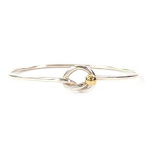 TIFFANY & Co. Tiffany Love Knot Combination Bracelet, SV925 750, Bangle Accessory, Silver and Gold,