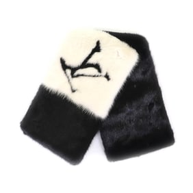 LOUIS VUITTON M77866 Echarpe Gaugram Mink Scarf with LV Logo, Black and White, Includes Dust Bag,