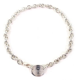 TIFFANY & Co. Return to Tiffany SV925 Oval Tag Choker Necklace, Silver, Weight 53.1g, Women's