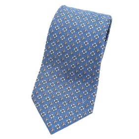 LOUIS VUITTON 2021 Louis Vuitton Vivienne LV Logo 100% Silk Tie Blue Made in Italy Men's
