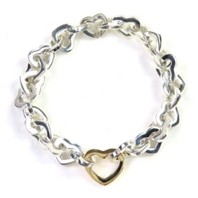TIFFANY & Co. Tiffany Heart Link Bracelet, 925 750, Silver and Gold, Weight 36.2g, Made in Italy,