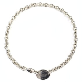 TIFFANY & Co. Return to Tiffany Oval Tag SV925 Necklace Choker Accessory, Silver, Weight 52.84g,