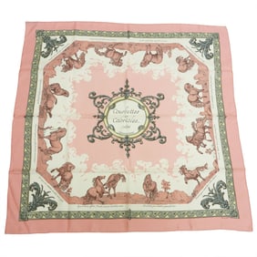 Hermes Carré 90 Scarf Muffler Courbette and Capriole Courbettes e Cabrioles Pink x White Women's