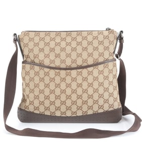 Gucci GG Canvas and Leather Messenger Shoulder Bag 145857 Brown Men's