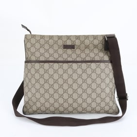 Gucci GG Supreme Leather Messenger Shoulder Bag 141198 Brown Men's