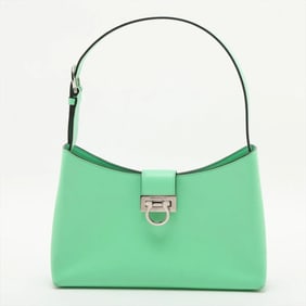 Salvatore Ferragamo Gancini Leather One-Shoulder Bag, Green, Women's
