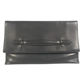 HERMES Hermès Flap Pouch, Pre-Pla, Bi-fold Clutch Bag, Leather, Black, Men's/Women's