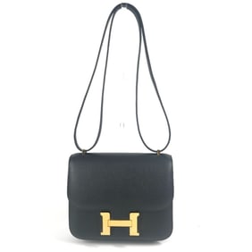 HERMES H Logo Constance Mini Flap Bag, Crossbody Pochette, Shoulder Epson, Women's, Black