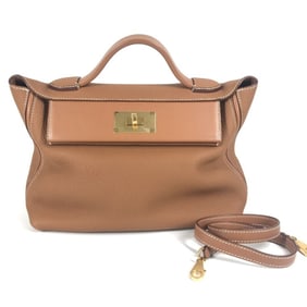 HERMES Sac 24, and Van Quatre 29 bags, 2-way handbags shoulder Togo, men's women's, gold, like new