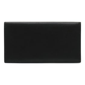 HERMES Osaka Long Wallet, Bifold Epsom Leather, Black, A Stamp