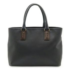 BOTTEGA VENETA Marco Polo Tote Bag Shoulder in PVC and Leather, Black Dark Brown, 222498
