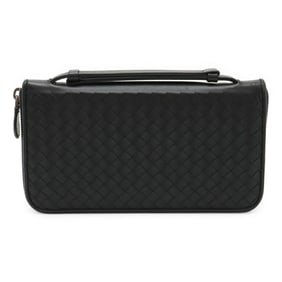 BOTTEGA VENETA Intrecciato Round Long Wallet with Travel Case in Black Leather (169730)