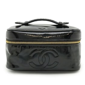 CHANEL Coco Mark Enamel Vanity Bag Handbag in Patent Leather and Black A01997