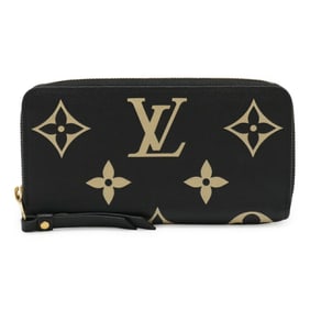 LOUIS VUITTON Monogram Empreinte Zippy Wallet, Round Long Two-Tone Black and Beige, M80481