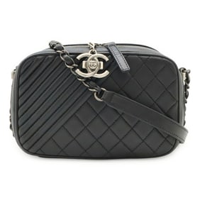 CHANEL Coco Boy Matelasse Chain Shoulder Bag Pochette in Black Calfskin Leather A92655