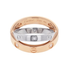 Cartier Be Love ring with 6 half diamonds totaling 0.07ct, 18KPG and 18KWG, size 46, B4094300