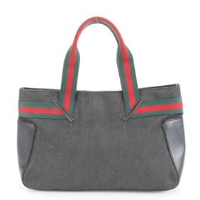 Gucci Sherry Line Leather Handbag Mini Tote 73984 Black Women's