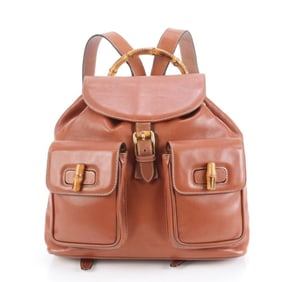 Gucci Bamboo Leather Backpack, Brown, 003-2058-0016, Women's