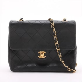 Chanel Mini Matelasse Lambskin Leather Chain Shoulder Bag in Black with Serial Number Seal, Women's