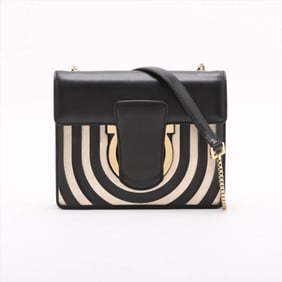 Salvatore Ferragamo Gancini Talia Chain Leather Shoulder Bag in Black for Women