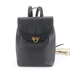 Salvatore Ferragamo Gancini Leather Backpack Shoulder Bag in Black for Women