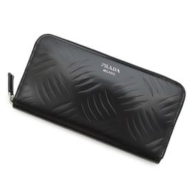 Prada Men's Brushed Leather Round Long Wallet 2ML317 Black