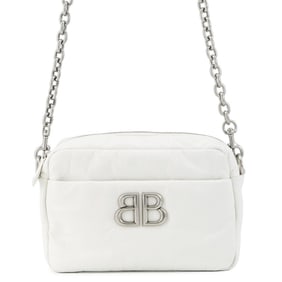 Balenciaga Monaco Camera Bag XS BB Leather Shoulder 806459 White