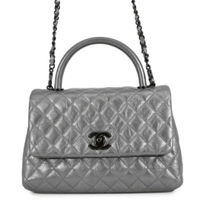 CHANEL Matelasse Handbag with Coco Mark and Handle in Calf Leather (A92991) - 2-Way