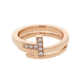 Tiffany & Co. T-Square Wrap Ring with 7 Diamonds (0.01ct total) in 18KPG. Size: Approx. 18K Gold.