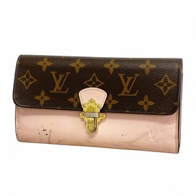 Louis Vuitton Monogram Portefeuille Cherry Wood Long Wallet M61719 Rose Ballerine for Women