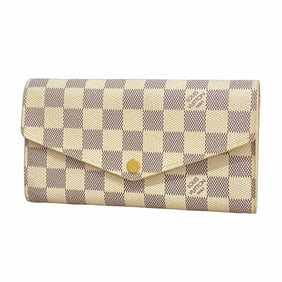 Louis Vuitton Damier Azur Portefeuille Sarah Long Wallet N63208 White Women's