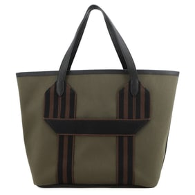 Hermes Hermès Tote Bag, Pure Sangle, Vert Bronze, Black, Ebene, Toile Militaire, Taurillon