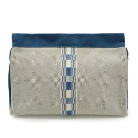 HERMES Jimetoux GM Clutch Bag, Second Travel Pouch, Multi-Case, Canvas, Blue and Ivory