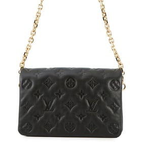 Louis Vuitton Chain Shoulder Bag Monogram Lambskin Pochette Coussin M82116 Black