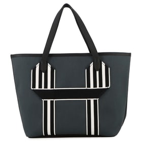 Hermes Hermès Tote Bag, Pure Sangle, Vert Rousseau, Black, Toile Militaire, Taurillon Clemence, U