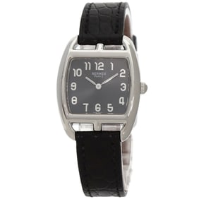 Hermes Hermès CT1.210 Cape Cod Tonneau Watch in Stainless Steel and Alligator Leather for Women