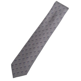 HERMES Hermès tie, unused, gray, space, UFO, rocket, and star pattern, JA-24424