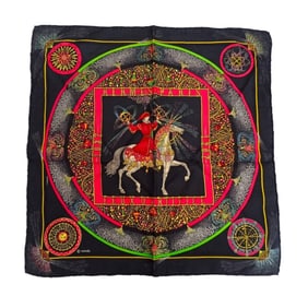 HERMES Scarf, Carré 45, Petit Carré, FEUX DARTIFICE, Flame of Craftsmanship, 100% Silk, No Tag,