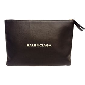 BALENCIAGA Men's Black Leather Clutch Bag JA-25382