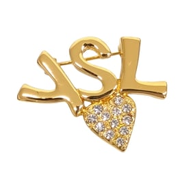 YSL Brooch YVESS AINT LAURENT Yves Saint Laurent Gold GP Heart JA-2