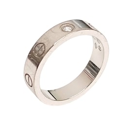 Cartier Mini Love Ring, 1 Diamond, White Gold/750, #49, Approx. Size 9, Total Weight: 4.62g,
