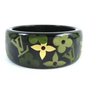 LOUIS VUITTON M65638 Brass Referrerandole LV Logo Monogram Flower Bracelet/Bangle in Black, Green,