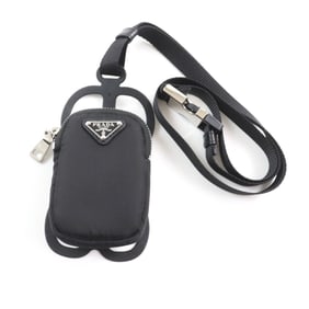 PRADA 1ZT016 ReNylon Smartphone Case Shoulder Pouch with Triangular Logo Plate, Black, Made in