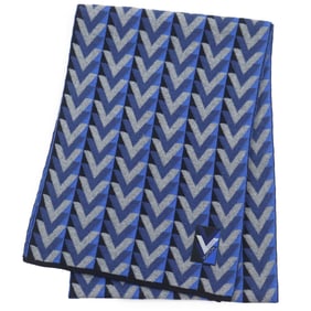 LOUIS VUITTON M70301 Echarpe V Obsession Logo Tag Stole/Scarf, Gray/Blue, Made in Italy, Men's