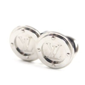 LOUIS VUITTON M68100 LV Circle Cufflinks, Silver, with Case, Made in Italy, Men's Business Style