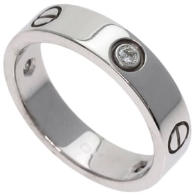Cartier Love Ring Half Diamond #64 18K White Gold Women's