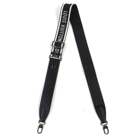 LOUIS VUITTON J02496 Canvas and Leather Logo Shoulder Strap, Current Model, Black White, Box Dust