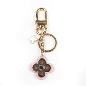 LOUIS VUITTON 2025 Blooming Flower Keychain M63085, BB Pink/Brown, Gold Hardware, Box and Dust Bag