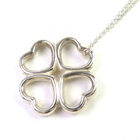 TIFFANY & Co. Tiffany Loving Heart Clover Necklace, SV925, Four-Leaf Pendant, Silver, Weight 4.4g,