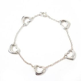 TIFFANY & Co. Tiffany Open Heart 5-Piece Bracelet, SV925 Silver, with Box and Dust Bag, Weight 4.4g,